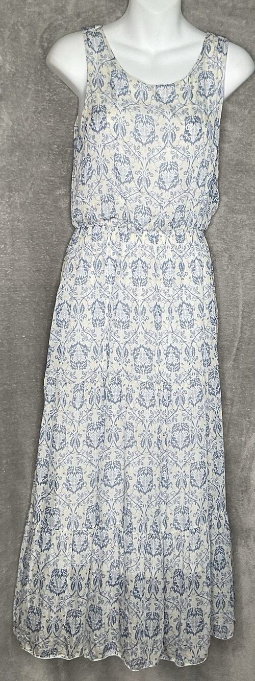 Lara Guidotti Blue White Small Womens Maxi Dress Floral Made In Italy